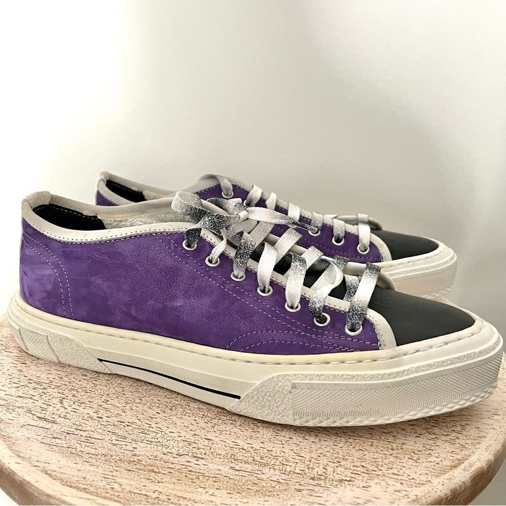 P448 Purple Suede Low Top Lace Up Sneakers size 42 (11.5-12) NWOB - Picture 4 of 9